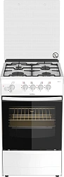 Плита Газовая Darina 1B GM 341 107 W белый/черный (стеклянная крышка) реш.сталь