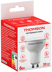 Лампа светодиодная Thomson TH-B2052 6Вт цок.:GU10 рефлек. 220B св.свеч.бел.нейт. MR16 (упак.:1шт)