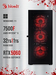 ПК Bloody BD-PC RAB84T2 TWR Ryzen 5 7500F (3.7) 32Gb SSD1Tb RTX5060 8Gb Windows 11 Home 64 2.5xGbitEth 650W черный (RUS) (2142036)