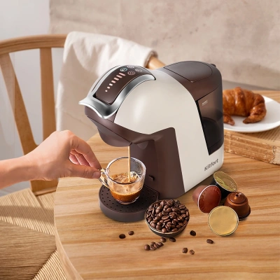 Кофемашина Kitfort КТ-7448 1400Вт коричневый/бежевый