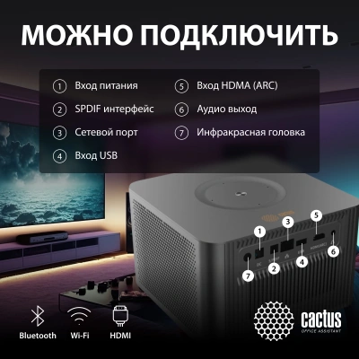Проектор Cactus CS-M1.SG DLP 600Lm ANSI (1920x1080) 200000:1 ресурс лампы:20000часов 1xUSB typeA 1xHDMI 1.9кг