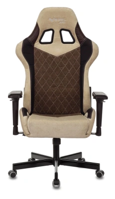 Кресло игровое Zombie VIKING 7 KNIGHT Fabric коричневый/бежевый ткань/эко.кожа с подголов. крестов. металл