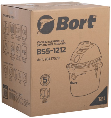 Строительный пылесос Bort BSS-1212 1200Вт (уборка: сухая/влажная) синий