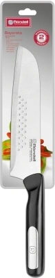 Нож кухонный Rondell Bayoneta RD-1571 стальной сантоку лезв.180мм прямая заточка черный блистер