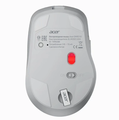 Мышь Acer OMR310 светло-серый оптическая 1600dpi беспров. BT/Radio USB 7but (ZL.MCECC.033)