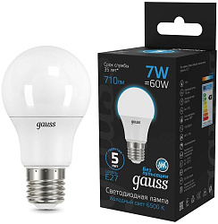 Лампа светодиодная Gauss 102502307 7Вт цок.:E27 груша 220B св.свеч.бел.хол. (упак.:10шт)
