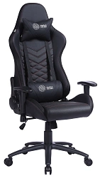 Кресло игровое Cactus CS-CHR-0099BLR с RGB-подсветкой черный/красный экокожа с подголов. крестов. сталь