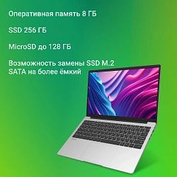 Ноутбук Digma EVE C5801 Celeron N4020 8Gb SSD256Gb Intel UHD Graphics 600 15.6" IPS FHD (1920x1080) Windows 11 Pro silver WiFi BT Cam 5000mAh (DN15CN-8CXW03)