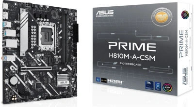 Материнская плата Asus PRIME H810M-A-CSM Soc-1851 Intel H810 2xDDR5 mATX AC`97 8ch(7.1) GbLAN RAID+HDMI+DP