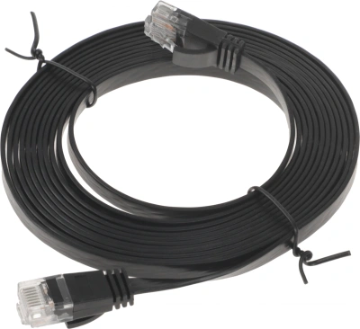 Патч-корд Buro Flat 10Гбит/с UTP 4 пары cat.6 Cu molded 3м черный RJ-45 (m)-RJ-45 (m) (BU-C6-FLAT-3M-B)