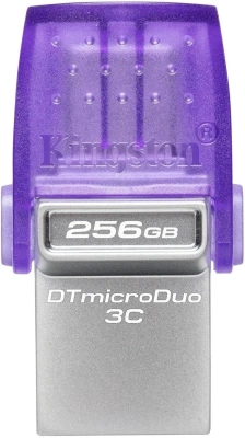 Флеш Диск Kingston 256Gb DataTraveler microDuo 3C DTDUO3CG3/256GB USB3.0 фиолетовый