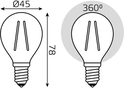 Лампа филам. Gauss Filament 8Вт цок.:E14 шар 220B св.свеч.бел.теп. (упак.:10шт) (52118)
