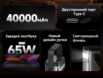 Мобильный аккумулятор Romoss PMT40 40000mAh 65W 5A 2xUSB-A/USB-C черный (1746420)