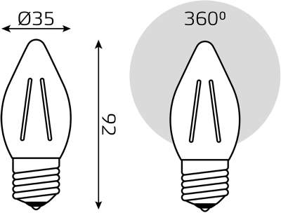 Лампа филам. Gauss Filament 7Вт цок.:E27 свеча 220B св.свеч.бел.теп. (упак.:10шт) (103802107)