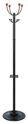 Вешалка напольная Бюрократ Квартет З КВАРТЕТ З/BLACK черный основание круг наконечники вишневый крючки черный для верхней одежды метал. (упак.:1шт)