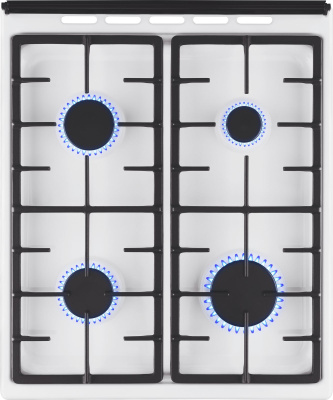 Плита Комбинированная Weissgauff WCS K2K59 WGE белый/черный (стеклянная крышка) реш.чугун