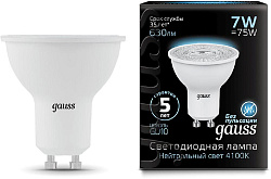 Лампа светодиодная Gauss MR16 7Вт цок.:GU10 спот 220B св.свеч.бел.нейт. MR16 (упак.:1шт) (101506207)