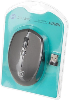 Мышь Оклик 488MW черный/серый оптическая 1600dpi беспров. USB для ноутбука 4but (1196571)