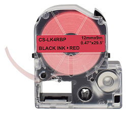 Картридж ленточный Cactus CS-LK4RBP LK-4RBP черный на красном 12x9 для Epson LW300/LW400/LW700/LW600P/LW1000P/K400/Z700/Z900