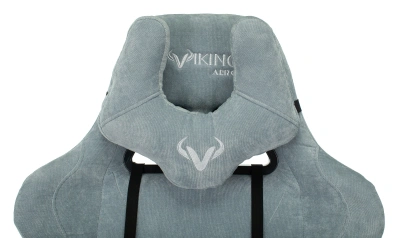 Кресло игровое Zombie VIKING KNIGHT Fabric серо-голубой Light-28 с подголов. крестов. металл