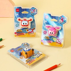 Ластик Deli EH325 Super Wings 40x30x30мм резина термопластичная ассорти блистер с европодвесом