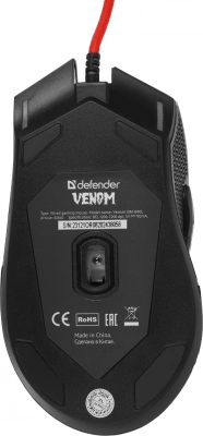 Мышь Defender Venom GM-640L черный оптическая 7200dpi USB 7but (52640)