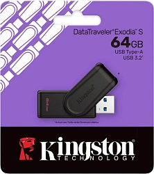Флеш Диск Kingston 64GB DataTraveler Exodia S DTXS/64GB USB3.0 черный