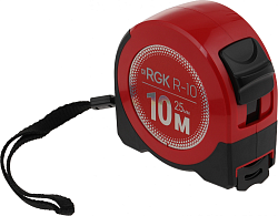 Рулетка строительная RGK R10 дл.полотна 10м изм.шкала в см зацеп простой красный/черный (755986)
