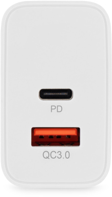 Сетевое зар./устр. Digma DGW3D 30W 3A (PD+QC) USB-C/USB-A универсальное белый (DGW3D0F110WH)