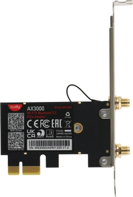 Сетевой адаптер Wi-Fi + Bluetooth Cudy WE3000 AX3000 PCI Express (ант.внеш.съем) 2ант.