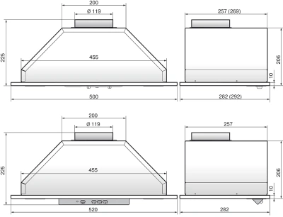 Вытяжка встраиваемая Elikor Врезной блок 52Н-400-П3Д нержавеющая сталь управление: ползунковое (1 мотор)