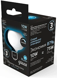 Лампа светодиодная Gauss Filament 1017802210-D 10Вт цок.:E27 груша 220B св.свеч.бел.нейт. (упак.:1шт)