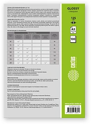 Пленка для ламинирования Cactus 125мкм A3 (100шт) глянцевая 303x426мм CS-LPGА3125100