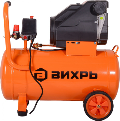 Компрессор поршневой Вихрь КП-195/50 безмасляный 195л/мин 50л 1100Вт оранжевый/черный