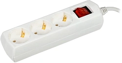 Сетевой удлинитель IEK У03В 1.5м (3 розетки) белый (пакет ПЭ)