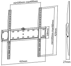 Кронштейн для телевизора Ultramounts UM813F черный 32"-55" макс.40кг настенный фиксированный