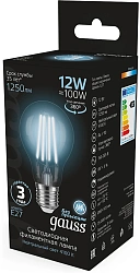 Лампа светодиодная Gauss Filament 102902212 12Вт цок.:E27 груша 185B св.свеч.бел.нейт. грушевидная (упак.:10шт)