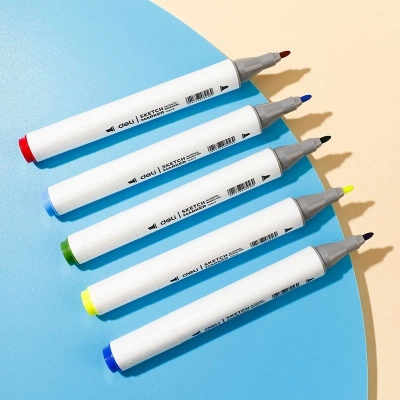 Набор маркеров для скетчинга Deli E70803-60 Color Emotion 11мм 150мм трехгр. двойной пиш. наконечник 1-7мм 60цв. ассорти пластиковая коробка (60шт.)