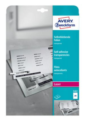 Пленка Avery Zweckform 3482 A4/196г/м2/25л./прозрачный самоклей. для лазерной печати