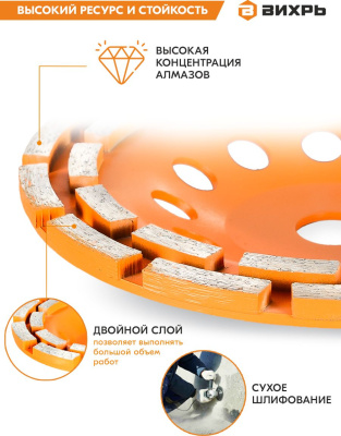 Чашка по бет. Вихрь 73/10/3/7 d=180мм (угловые шлифмашины)
