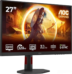 Монитор AOC 27" Q27G4SRU черный IPS LED 16:9 HDMI M/M матовая HAS Piv 1000:1 450cd 178гр/178гр 2560x1440 300Hz G-Sync DP Quad 2K (1440p) 6.11кг