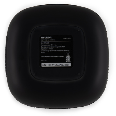 Колонка порт. Hyundai H-PS1010 черный 5W 1.0 BT 10м 1200mAh
