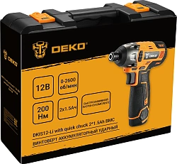 Винтоверт Deko DKIS12-Li аккум. патрон:шестигр.1/4" (кейс в комплекте) (063-4390)