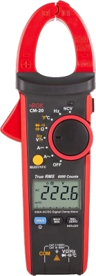 Клещи токоизмерительные RGK CM-20 цифр. измер.ток:переменный/постоянный черный/красный (779692)