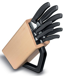 Набор ножей кухон. Victorinox Swiss Classic Cutlery Block (6.7173.8) компл.:8предм. с подставкой черный подар.коробка