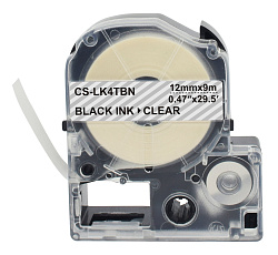 Картридж ленточный Cactus CS-LK4TBN LK-4TBN черный на прозрачном 12x9 для Epson LW300/LW400/LW700/LW600P/LW1000P/K400/Z700/Z900
