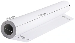 Бумага Cactus CS-PC200-61030 24"(A1) 610мм-30м/200г/м2/белый матовое универсальная (с покрытием) втулка:50.8мм (2")