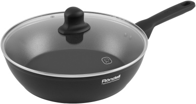 Сковорода Rondell Frank RDA-1374 круглая 28см покрытие: Xylan Plus ручка несъемная (с крышкой) черный