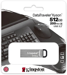 Флеш Диск Kingston 512GB DataTraveler Kyson DTKN/512GB USB3.0 серебристый/черный