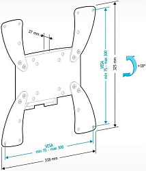 Кронштейн для телевизора Holder LCDS-5058 черный глянец 19"-47" макс.30кг настенный наклон